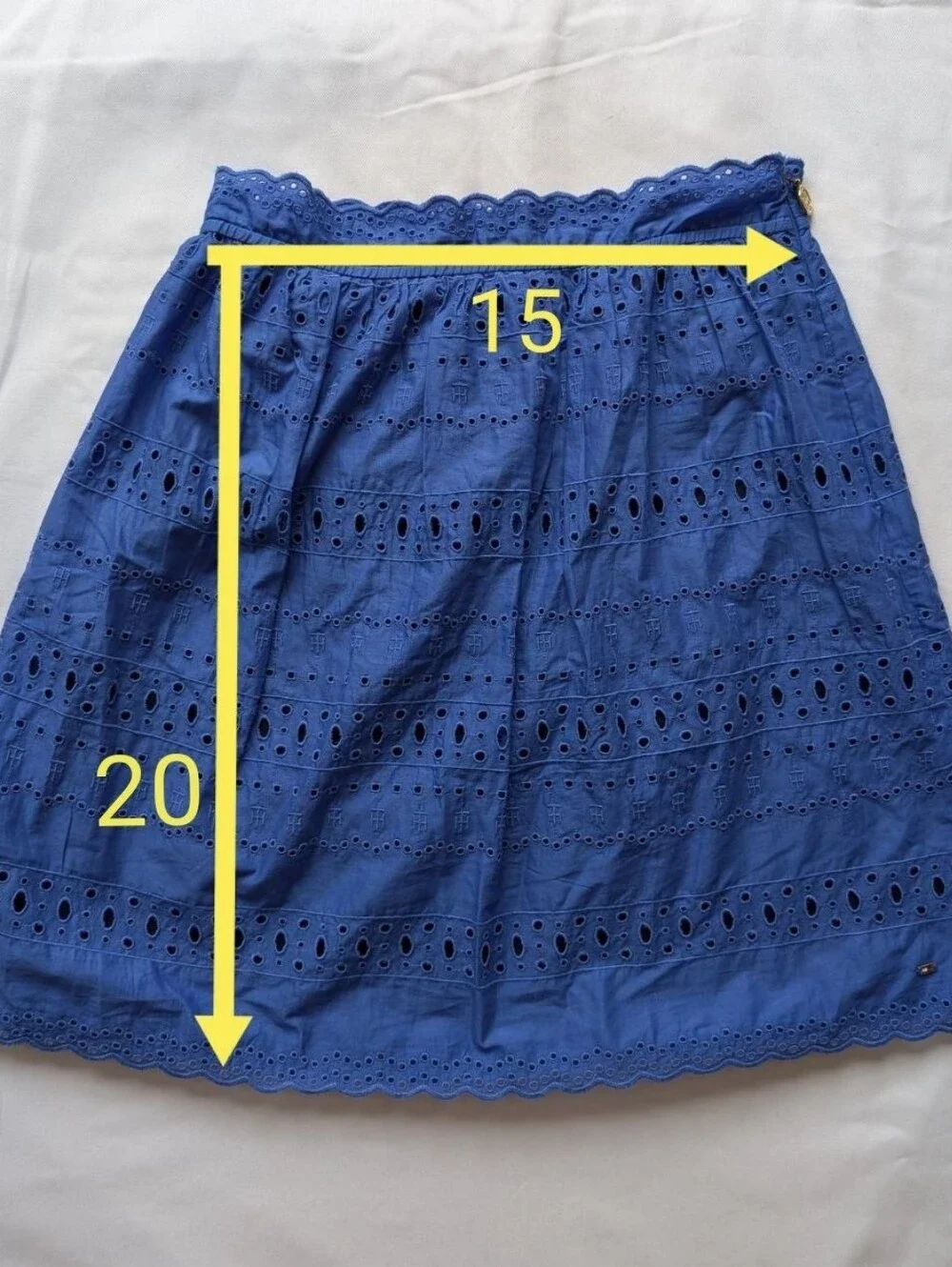 Tommy Hilfiger Blue Eyelet Embroidered Top & Skirt Set Size S